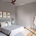 Chic entryway with console table and artwork