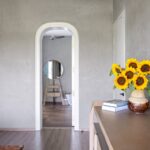 Contemporary staircase with glass railing