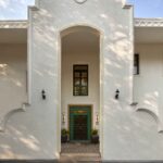Contemporary staircase with glass railing