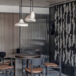 Eclectic living space with vibrant furniture and textures