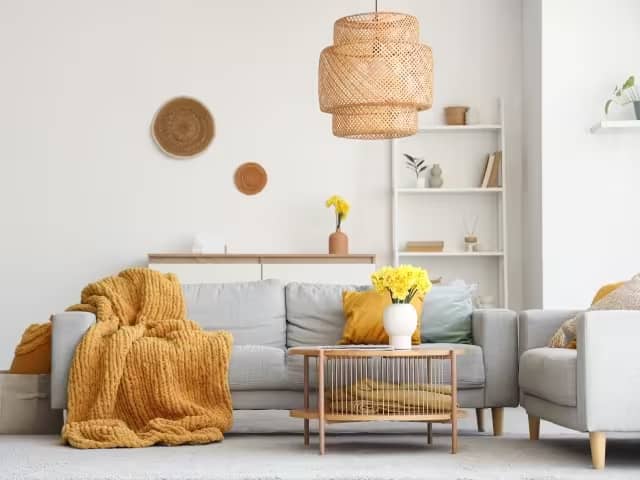 Luxurious modern living room with neutral tones